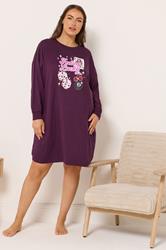 YOURS Plus Size Burgundy Red 'Feeling lucky' Long Sleeve Nightdress | Yours Clothing 2