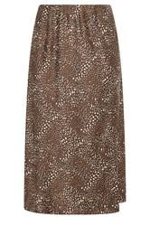 YOURS Curve Chocolate Brown Deer Print Satin Skirt