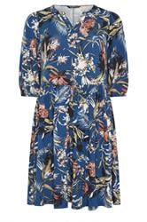 YOURS Plus Size Blue Floral Wrap Dress | Yours Clothing 5