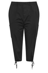 YOURS Curve Black Crop Cargo Trousers