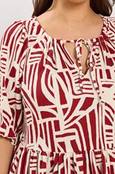 YOURS Plus Size Red Abstract Tie Neck Dress | Yours Clothing 4