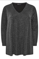 YOURS Plus Size Silver Metallic Long Sleeve Swing Top | Yours Clothing 6