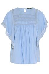 YOURS Curve Blue Crochet Drape Sleeve Blouse