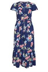 YOURS Plus Size Blue Floral Sleeve Dress | Yours Clothing 5