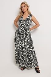 YOURS Plus Size Black Abstract Floral Wrap Dress | Yours Clothing 3