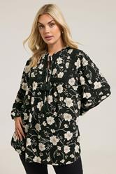 YOURS Plus Size Black Floral Crochet Trim Blouse | Yours Clothing 3