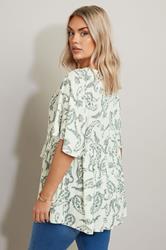 YOURS Plus Size Green Paisley Tie Front Top | Yours Clothing 4