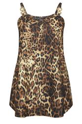 YOURS Plus Size Brown Leopard Print Chain Strap Cami Top | Yours Clothing 5