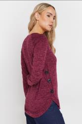 LTS Tall Burgundy Red Side Button Soft Touch Top | Long Tall Sally 4