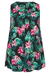 YOURS Curve Black Tropical Pleat Front Vest Top