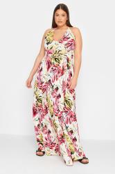 LTS Tall Pink Leaf Print Split Maxi Dress | Long Tall Sally 1