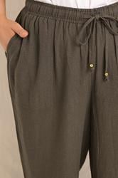 EVANS Plus Size Chocolate Brown Linen Wide Leg Trouser | Evans 4