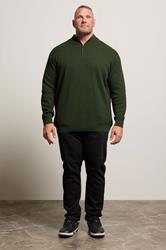BadRhino Big & Tall Duffel Green Milano Quarter Zip Jumper | BadRhino 2