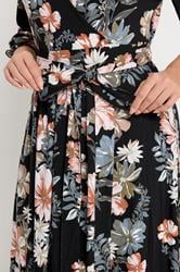 YOURS Plus Size Black Floral V-Neck Wrap Dress | Yours Clothing 4