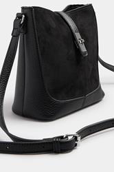 Black Faux Suede Cross Body Bag | Yours Clothing 4
