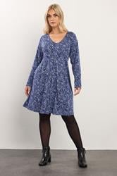 YOURS Plus Size Blue Floral Print Pleat Front Dress | Yours Clothing 3