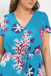 YOURS Plus Size Blue Block Print Dress | Yours Clothing 4