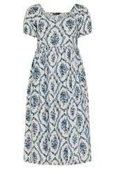 YOURS Curve White & Blue Floral Linen Midaxi Dress