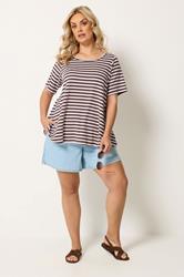 YOURS Plus Size Chocolate Brown & Pink Swing Top | Yours Clothing 1