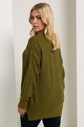 YOURS Plus Size Olive Green Drop Shoulder Jumper | Yours Clothing 5
