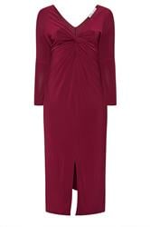 YOURS LONDON Curve Berry Red Knot Front Maxi Dress