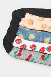 4 PACK Black Mixed Fruit Trainer Liner Socks | Yours Clothing 7