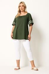 YOURS Plus Size Khaki Green Swing Blouse | Yours Clothing 1