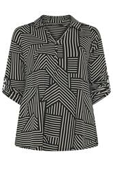 EVANS Plus Size Black Abstract Stipe Blouse | Evans 1