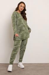 YOURS Plus Size Green Abstract Print Cuffed Joggers | Yours Clothing 1
