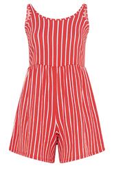 YOURS Curve Orange Stripe Textured Playsuit