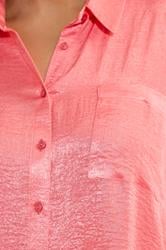 EVANS Plus Size Pink Metallic Button Through Shirt | Evans 4