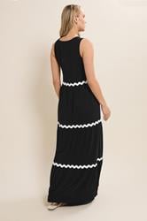 LTS Tall Black Contrast Swirl Tiered Maxi Dress | Long Tall Sally 4