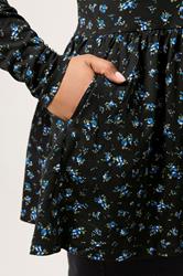 YOURS Plus Size Blue Ditsy Floral Peplum Top | Yours Clothing 4