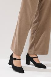 LTS Black Faux Suede Mary Jane Block Heel In Standard Fit | Long Tall Sally 3