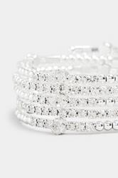 Silver Tone Diamante Wrap Stretch Bracelet | Yours Clothing 2