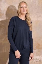 LTS Tall Navy Blue Soft Touch Pleated Top | Long Tall Sally 1