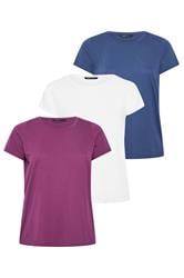YOURSET 3 PACK Curve Purple & Blue Core T-Shirts