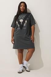 LIMITED COLLECTION Plus Size Grey Skull Graphic Lace T-Shirt Dress | Yours Clothing 2