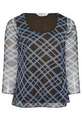 YOURS LONDON Curve Brown & Blue Check Top