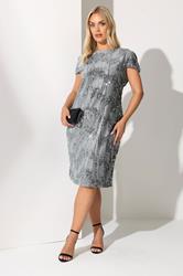 YOURS LONDON Plus Size Grey Velvet Sequin Shift Dress | Yours Clothing 3