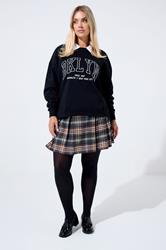 LIMITED COLLECTION Plus Size Black Check Pleated Mini Skirt | Yours Clothing 6