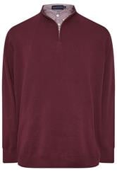 BadRhino Big & Tall Burgundy Red Mock Shirt Milano Quarter Zip Jumper