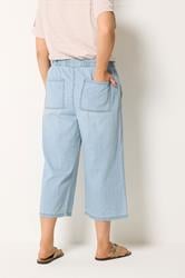 Yours Plus Size Blue Crop Wide Leg Jeans | Yours Clothing 5