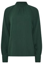 LTS Tall Dark Green High Neck Crinkle Blouse | Long Tall Sally 6