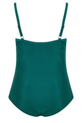 YOURS Plus Size Teal Green Crossover Super Sculpt Swimsuit | Yours Clothing 7