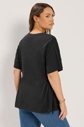 YOURS Plus Size Black Side Tie T-Shirt | Yours Clothing 2