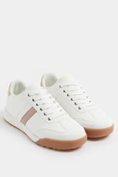 White Side Stripe Gum Sole Trainers In Extra Wide EEE Fit