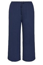 EVANS Curve Navy Blue Crinkle Wide Leg Trousers
