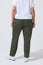 LIMITED COLLECTION Plus Size Khaki Green Gingham Barrel Trousers | Yours Clothing 2