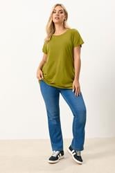 YOURS Plus Size Chartreuse Green Core T-Shirt | Yours Clothing 1